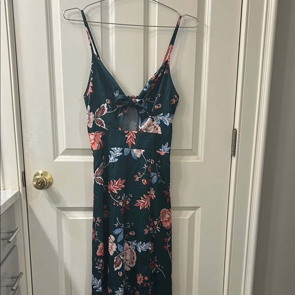 Dresses & Skirts - Floral Spaghetti Strap Dress - Green and Pink